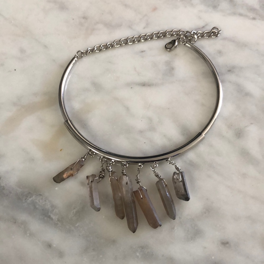 Boho crystal clear collar necklace